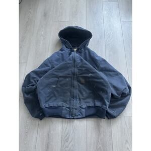 Vintage Carhartt j130 hooded zip up jacket navy blue size L men’s